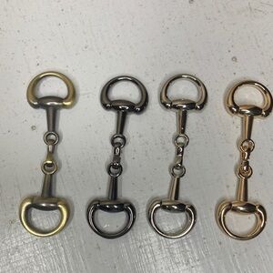 HORSE D Ring Snaffle Bit Scarf Twilly Slides Silver Gold Gunmetal Accessory